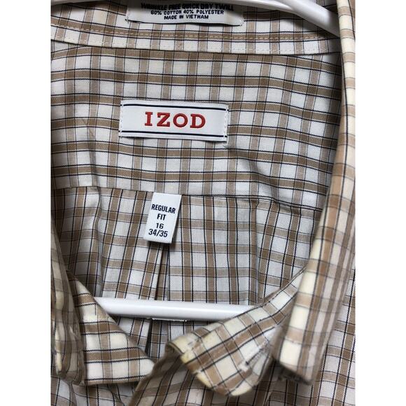 IZOD Wrinkle Free Quick Dry Twill Plaid Button Down Long Sleeve Shirt - Picture 7 of 12